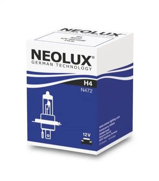 Лампочка галоген H4 (10 шт, 12 В, 60/55 Вт, тип гнізда: P43T) NEOLUX NLX472 (фото 1)