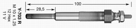 Свічка розжарення = Y-703R NGK 3782