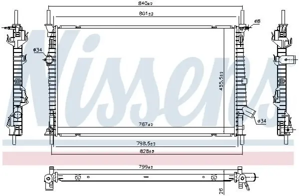 Радіатор охолодження FORD TRANSIT (TTG) (13-) 2.0 TDCi (вир-во Nissens) NISSENS 606537 (фото 1)