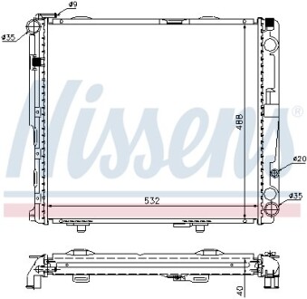 Радиатор охлаждения MERCEDES E-CLASS W 124 (84-) NISSENS 62696A (фото 1)