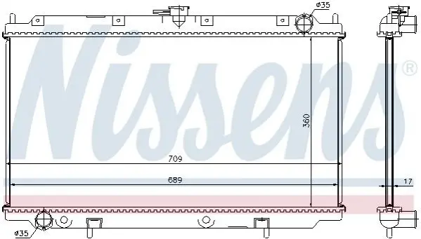 Радіатор охолодження NISSAN PRIMERA (P11, W11) (96-) (вир-во Nissens) NISSENS 62927A (фото 1)