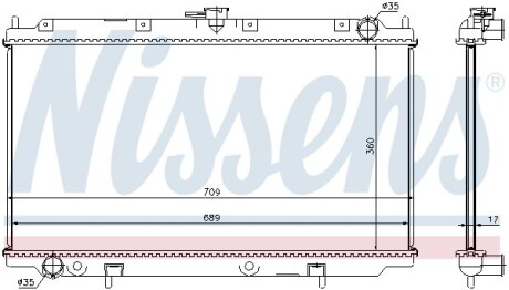 Радиатор охлаждения NISSAN PRIMERA (P11, W11) (96-) NISSENS 62927A (фото 1)