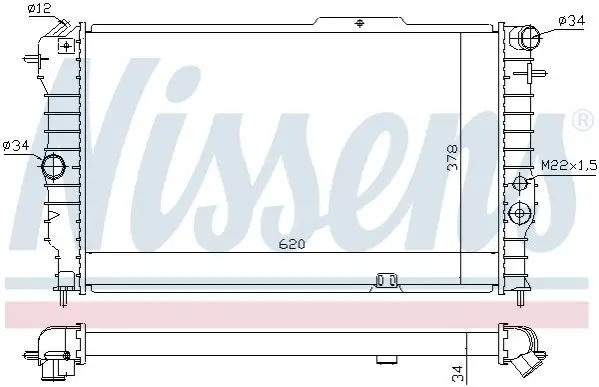 Радіатор охолодження OPEL VECTRA A (88-) 1.4-2.0 (вир-во Nissens) NISSENS 630631 (фото 1)