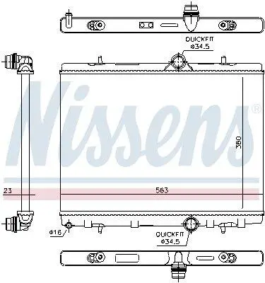 CHгODNICA WODY CITROEN C4/DS4/DS5/PEUGEOT 3008/5008 1,2/1,6HDI 10- NISSENS 636043 (фото 1)