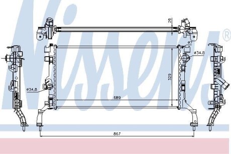 Радиатор охлаждения RENAULT LAGUNA III (07-) NISSENS 637604