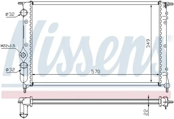 Радіатор охолодження RENAULT R 19 (88-) (вир-во Nissens) NISSENS 63925 (фото 1)