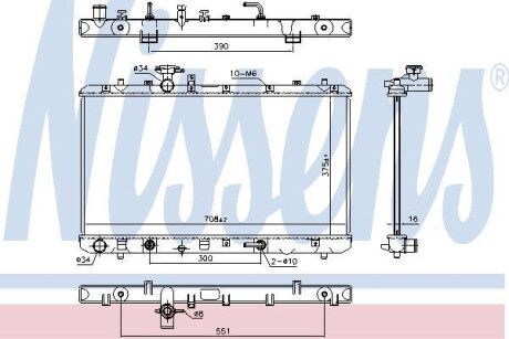 Радиатор охлождения SUZUKI SX4 (EY, GY) (06-) 1.6i АТ NISSENS 64255 (фото 1)