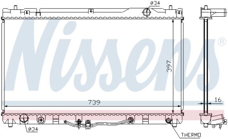 Радиатор охлаждения TOYOTA CAMRY (01-) 3.0i AT NISSENS 64633