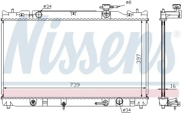 Радиатор охлаждения TOYOTA CAMRY (01-) 2.0/2.4 (пр-во Nissens) NISSENS 646351 (фото 1)