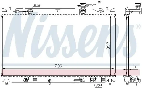 Радиатор охлаждения TOYOTA CAMRY (01-) 2.0/2.4 (пр-во Nissens) NISSENS 646351
