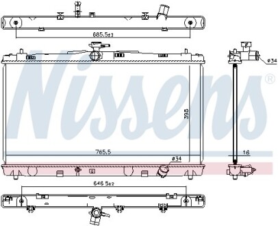 Радиатор охлаждения TOYOTA CAMRY (XV5) (11-) 2.5 i 16V NISSENS 646869