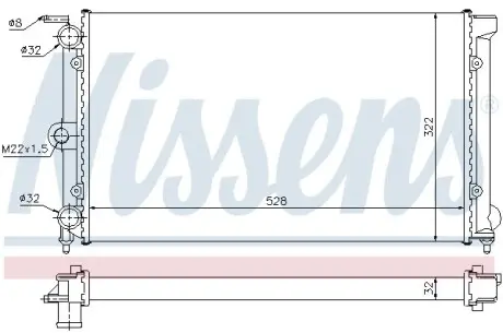 Радиатор охлаждения VW PASSAT B2 (80-) 1.6-1.8 (пр-во Nissens) NISSENS 651111
