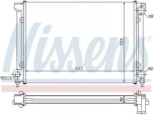 Радіатор охолодження VW PASSAT B3 (88-) 1.6-1.8i (вир-во Nissens) NISSENS 651651 (фото 1)