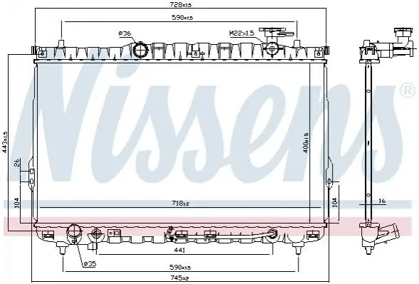 Радіатор охолодження HYUNDAI SANTA FE (SM) (00-) (вир-во Nissens) NISSENS 67030 (фото 1)