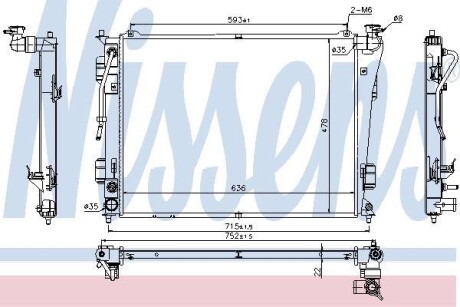 Радиатор охлождения KIA, HYUNDAI NISSENS 675012