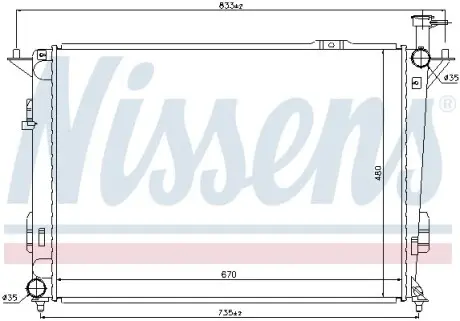 Радіатор охолодження двигуна Hyundai Santa Fe 10- (вир-во Nissens) NISSENS 67522