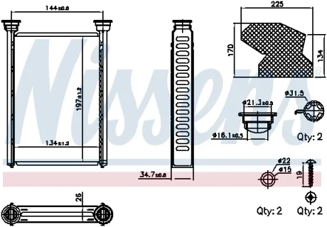 Nissens Теплообмінник, система опалення салону NISSENS 707309