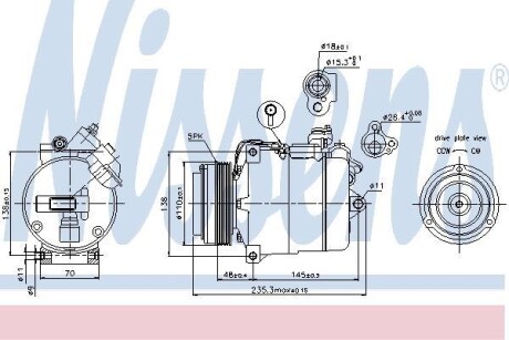 Компрессор кондиционера BMW 5 2.0 96- NISSENS 89034