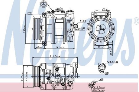 Компрессор кондиционера MERCEDES BENZ E-CLASS W211 05- NISSENS 89090