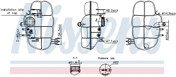 Бачок розширювальний з кришкою OPEL MERIVA (2003) (вир-во Nissens) NISSENS 996237 (фото 1)