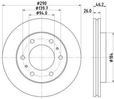 Диск гальмівний передній Mitsubishi Pajero III, IV 2.4, 2.5, 3.0, 3.2, 3.5 (02-) NISSHINBO ND3027K