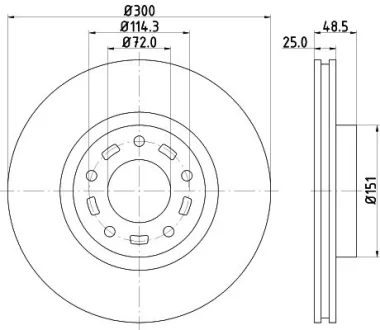 Диск гальмівний передній Mazda 3, 5 1.8, 2.0, 2.2 (05-)  NISSHINBO ND5002K