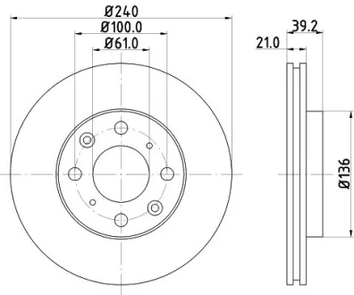 Диск гальмівний передний Honda Jazz 1.2, 1.3, 1.5 (02-08)  NISSHINBO ND8022