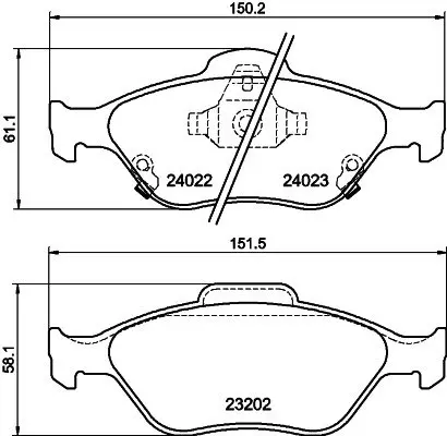 Гальмівні колодки TOYOTA Yaris "F "05>> NISSHINBO NP1129 (фото 1)
