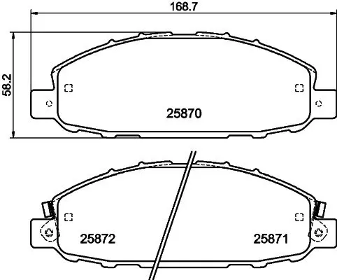 Колодки гальмівні дискові передние Nissan Caravan 2.4, 3.0 (01-) NISSHINBO NP2042 (фото 1)