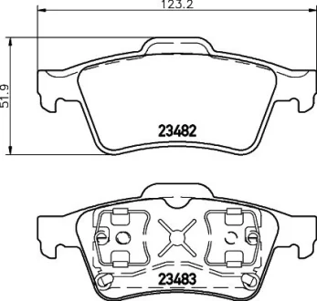 Колодки гальмівні дискові задні Renault Laguna II, Megane II 1.6, 1.8, 1.9, 2.0 (01-09)  NISSHINBO NP2072