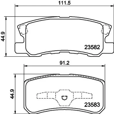 Гальмівні колодки CITROEN/DODGE/HYUNDAI/JEEP/MITSUBISHI/PEUGEOT "R "90>> NISSHINBO NP3004 (фото 1)