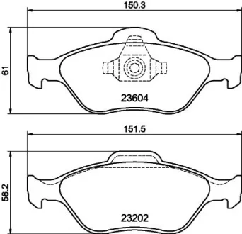 Колодки гальмівні дискові передні Mazda2 1.3, 1.4, 1.6 (03-)/Ford Fusion 1.4, 1.6 (04-12)  NISSHINBO NP5008