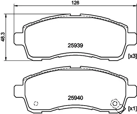 Колодки гальмівні дискові передние Suzuki Swift/Mazda 2/ Daihatsu Materia 1.2, 1.3, 1.5, 1.6 (06-) NISSHINBO NP5029 (фото 1)