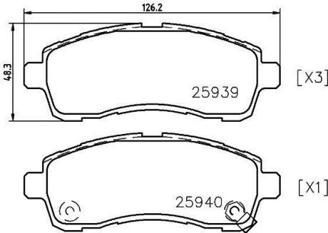 Колодки гальмівні дискові передние Suzuki Swift/Mazda 2/ Daihatsu Materia 1.2, 1.3, 1.5, 1.6 (06-) NISSHINBO NP5029