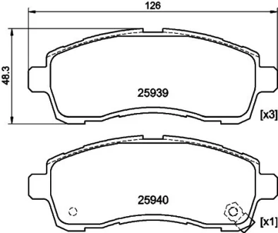 Колодки гальмівні дискові передние Suzuki Swift/Mazda 2/ Daihatsu Materia 1.2, 1.3, 1.5, 1.6 (06-)  NISSHINBO NP5029