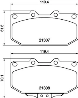 Колодки гальмівні дискові передні Subaru Impreza 2.0, 2.5 (00-07)  NISSHINBO NP7012