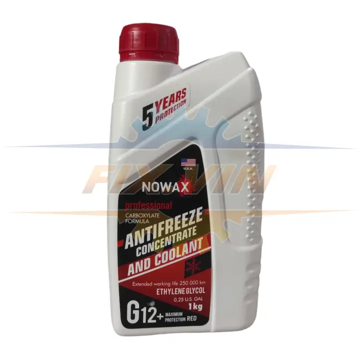 Антифриз красный концентрат G12+ 1л NOWAX NX01009 (фото 1)