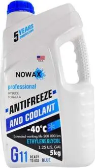 Антифриз блакитний G11. 5кг. готовий розчин NOWAX NX05002