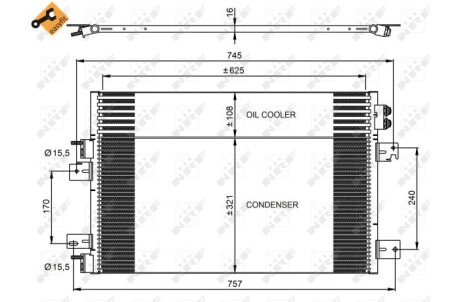 Радіатор кондиціонера Jeep Compass/Patriot 2.0/2.4 06-/Dodge Avenger 2.4/2.7 07-14 NRF 350031