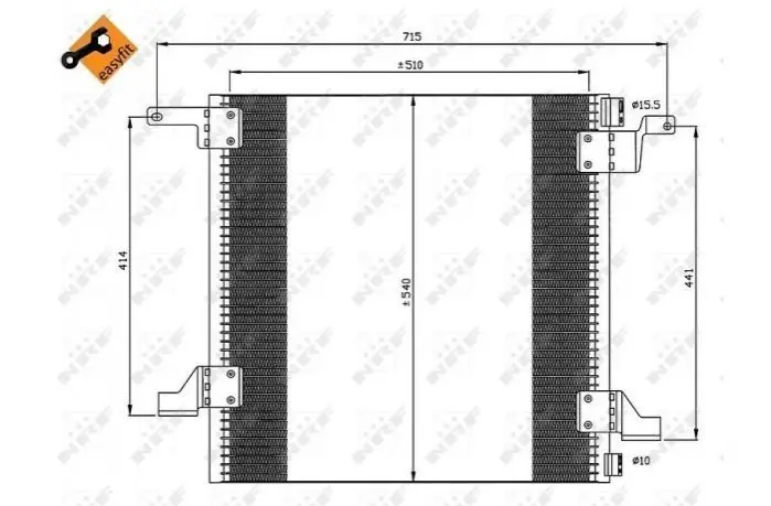 Конденсатор кондиціонера MERCEDES ML-Series 2.7D 98- (вир-во) NRF 35526 (фото 1)