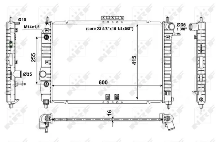 Радіатор охолодження Chevrolet Aveo/Daewoo Kalos 1.4 16V/1.5 03- NRF 53639 (фото 1)