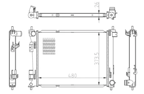 Радіатор охолодження Kia Rio 1.25-1.4/1.0-1.4 CRDi/T-GDi 17- (МКПП) NRF 550039