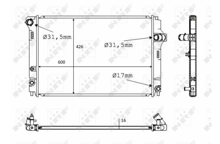 Радіатор охолодження TOYOTA Yaris 1.5 12- (вир-во) NRF 58382 (фото 1)