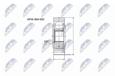 ШАРНІР РІВНИХ КУТОВИХ ШВИДКОСТЕЙ NTY NPW-BM-005