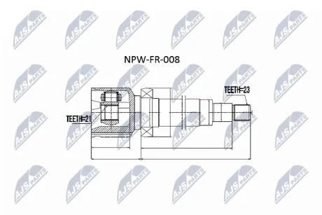 Комплект шарніру приводного валу внутр. правий FORD FOCUS I (вир-во) NTY NPW-FR-008