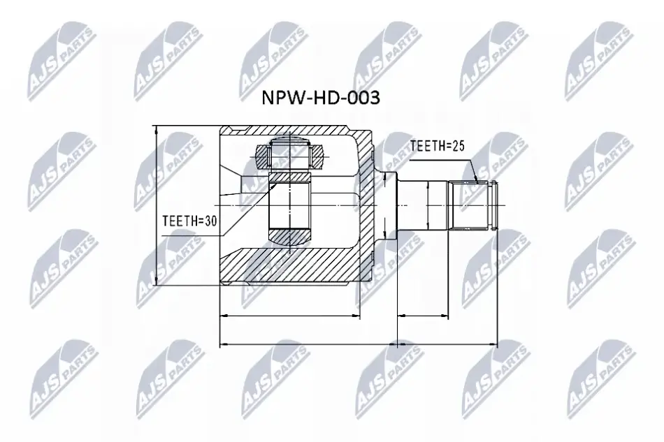 Комплект шарніру приводного валу внутр. HONDA (вир-во) NTY NPW-HD-003 (фото 1)