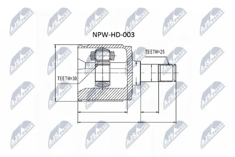 Комплект шарніру приводного валу внутр. HONDA (вир-во) NTY NPW-HD-003