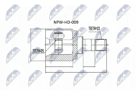 Шарнір рівних кутових швидкостей (ШРКШ) NTY NPWHD009