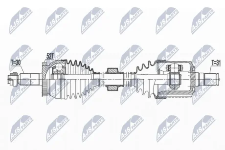 Приводной вал (полуось) Hyundai Santa Fe II 06-12 Kia Sorento II 09-15, 495002B700 NTY NPW-HY-581