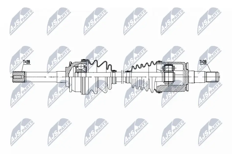 Полуось перед лев hyundai terracan 2.9crdi 01-06, 51610-h1000 NTY NPW-HY-641 (фото 1)